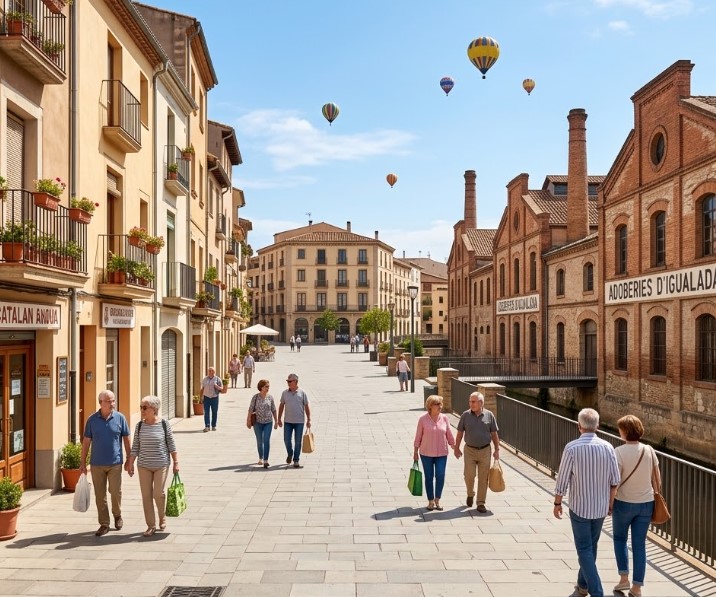 Vistas del centro histórico, el patrimonio de las adoberías y el entorno de Igualada